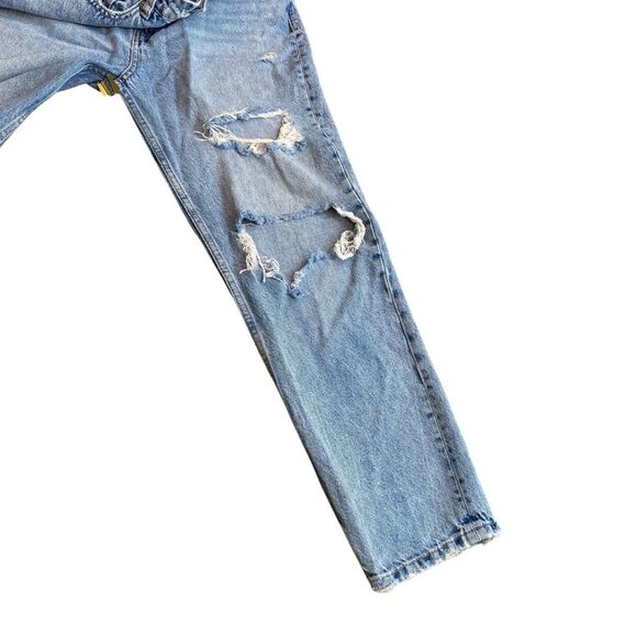 Zara Women’s 8 High Rise‎ Ripped Mom Jeans Blue Distressed Denim Relaxed Fit - Picture 4 of 14